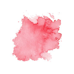 One red pink watercolor stain isolated on white background. Watercolor hand drawn illustration