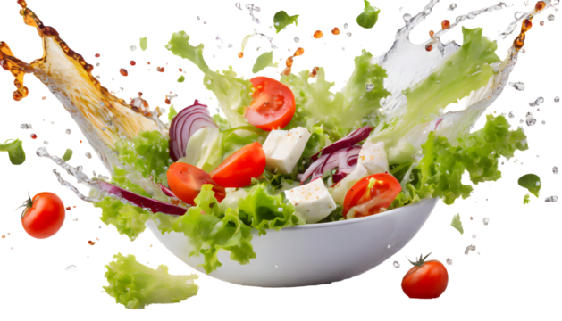 salad Splash on a white isolated background. Generative AI.