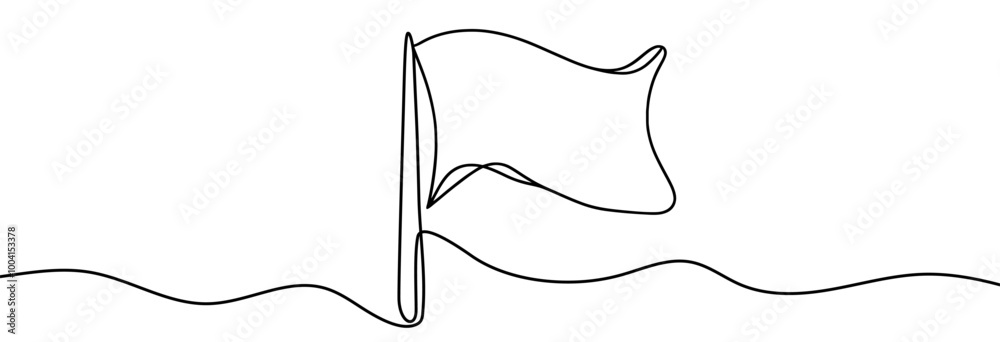 Wall mural continuous line drawing of flag. single line drawing of a silhouette of a flag. line art of flag. ve