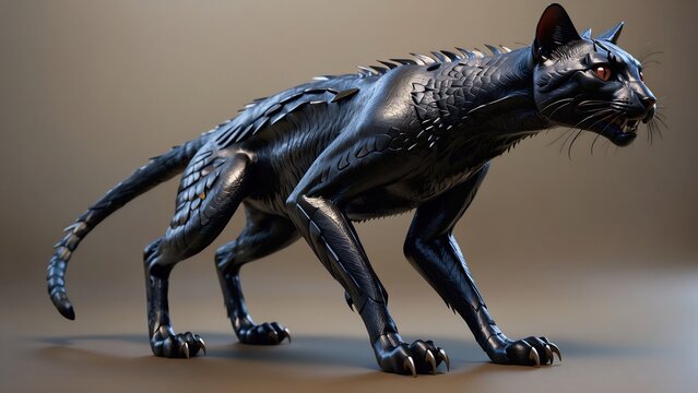 Pantera negra, felino imaginario en posici&oacute;n de ataque. 