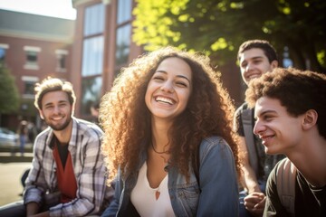 Fototapeta premium Group student laughing adult day.