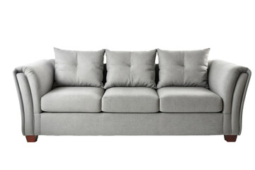 Fototapeta premium A Grey Sofa, Modern Sofa, isolated, transparent background, no background. PNG.