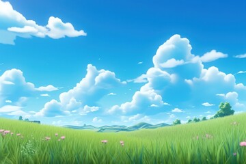 Obraz premium Sky backgrounds grassland landscape.