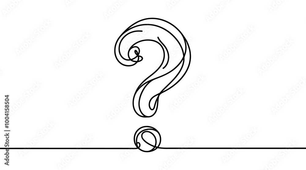 Wall mural continuous linear drawing of question mark. one line drawing background. vector illustration. questi
