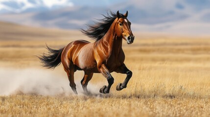 Obraz premium Running Horse in a Field
