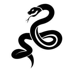 Naklejka premium Snake. A simple vector black and white tattoo drawing.