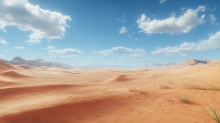 Fototapeta premium Desert Landscape with Blue Sky and Clouds