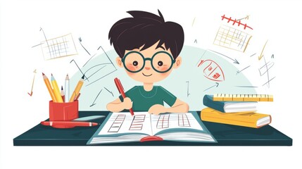 Primary School Children Working on a Test Assignment in Class: Smart Diverse Kids Focused on Exercises, Thinking, Searching for a Correct Solution. Schoolchildren Getting Modern Education