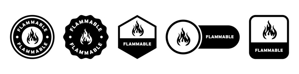 Flammable - vector sign for dangerous substances packaging and containers.