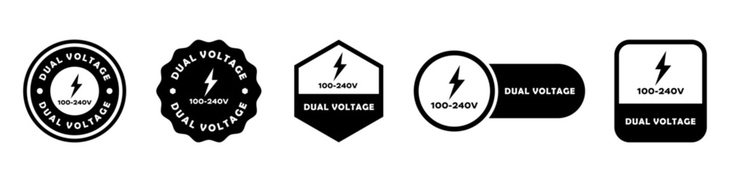 Dual Voltage - vector sign for electrical equipment labeling.