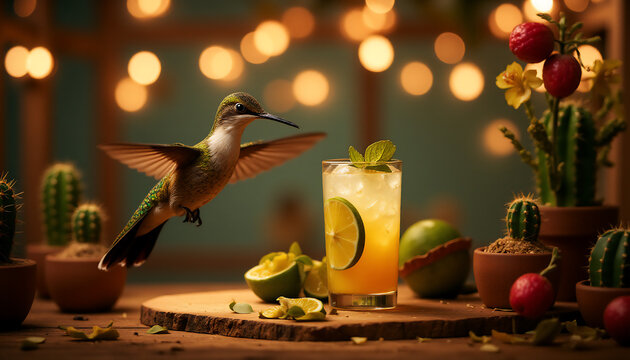 Collibri flies to a cocktail