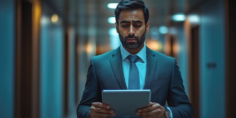 Fototapeta premium Focused Businessman in a Modern Office