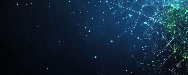 Fototapeta premium Abstract geometric shape with connected lines on a dark blue background, illustrating futuristic technology and digital connections