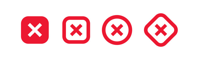 Obraz premium Cancel icon. Cross button. No, delete, x, close, wrong signs.