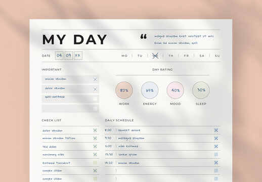 Planner Layout With Day Rating Infographic