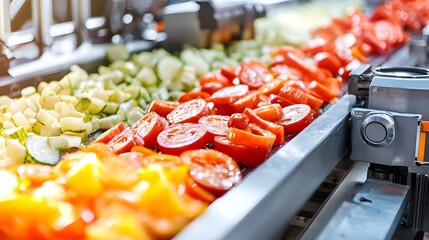Automated Vegetable Slicing Machines in a High-Speed Industrial Food Production Line