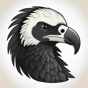 black and white bird head portrait clip art preview