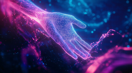 An original futuristic abstract background in a high-tech style. Shining lines and patterns resembling neural networks, connections, and digital circuits.
