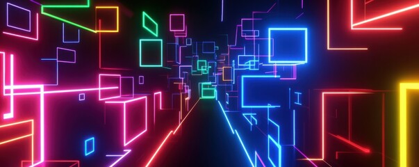 Abstract neon line background with vibrant geometric patterns in a futuristic digital design