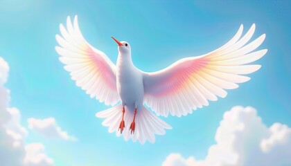 Fototapeta premium A white bird with its wings spread out in the sky