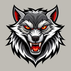 A fierce wolf head illustration