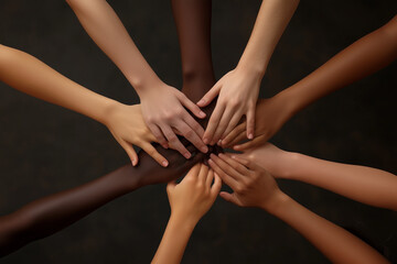 Many Hands of Different Races and Ethnicities United for Equality – Diverse Youth Fighting Against Discrimination