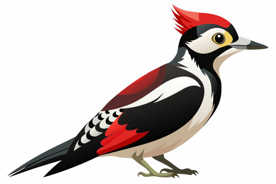 red-crested woodpecker bird, black and white clip art preview