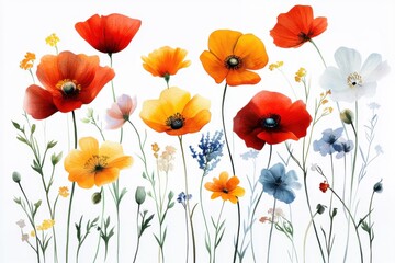 Fototapeta premium Colorful Watercolor Flower Illustrations