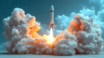 Rocket Launch Against Dramatic Cloud Background