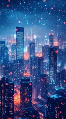 Fototapeta premium Smart City Vision, a detailed depiction of a futuristic urban landscape showcasing advanced technology, sustainable architecture, and vibrant community spaces