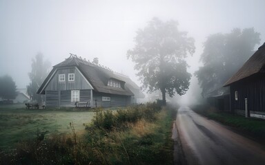 Obraz premium house in the fog