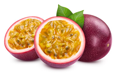 Passion fruit. Passion maracuya isolated on white background. Passion clipping path