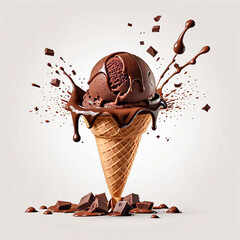Chocolate Ice Cream Splash, isolated on white background