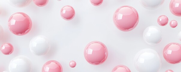 Abstract 3D rendering of white and pink bubbles on a white background creating a soft and dreamy atmosphere