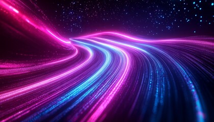 Neon Light Cityscape, a vibrant digital artwork showcasing a futuristic urban landscape illuminated by colorful neon lights, bustling energy and modern architecture.