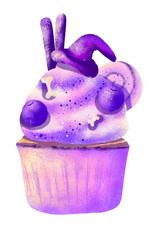 cupcake with cream, Blueberry Cake