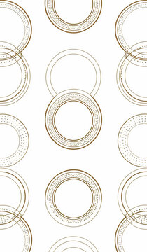 Abstract wallpaper with a white background with metallic gold circles
