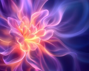 Obraz premium A vibrant, abstract floral design with flowing colors and light, creating a dreamy atmosphere.