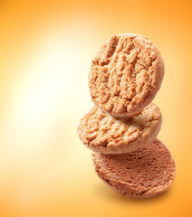 pastry, biscuit,  cookies isolated orange colour background. Ready made for package design