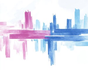 Fototapeta premium Abstract watercolor artwork in pink and blue, featuring dynamic brush strokes and a fluid composition.
