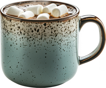 Cozy mug of hot chocolate with marshmallows, winter drink concept