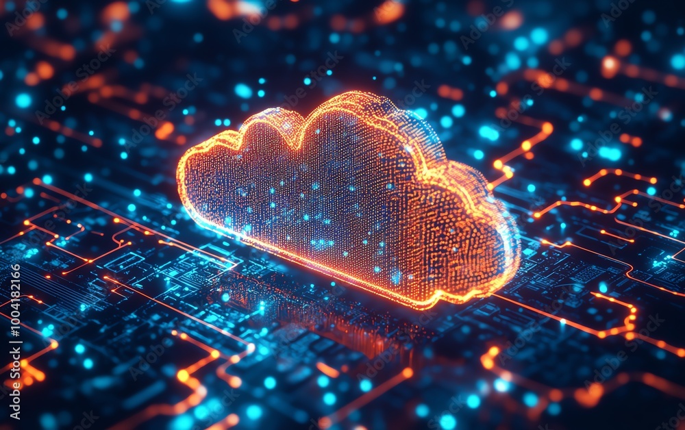 Poster businesses embracing cloud technology for digital transformation, illustrated with a focus on enhanc