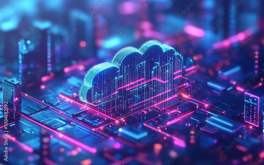Poster businesses embracing cloud technology for digital transformation, illustrated with a focus on enhanc