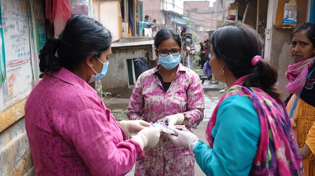 Women discussing health in a community street