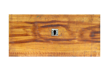 Old wooden drawer on background - front view,  isolated on transparent background