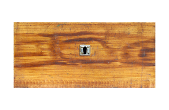 Old wooden drawer on background - front view,  isolated on transparent background
