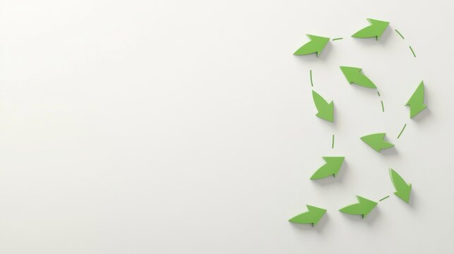 Green arrows on white background, creating a dynamic movement effect.