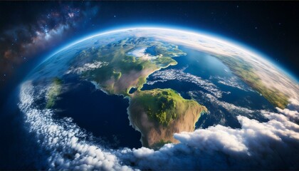 Fototapeta premium Planet Earth with dynamic atmosphere, forming clouds covering the planet