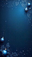 Christmas border composition on classic blue background with copy space