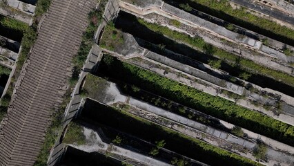 Historic art deco architecture abandoned Buffalo Central Terminal train and rail depot station crumbling brick building in big city